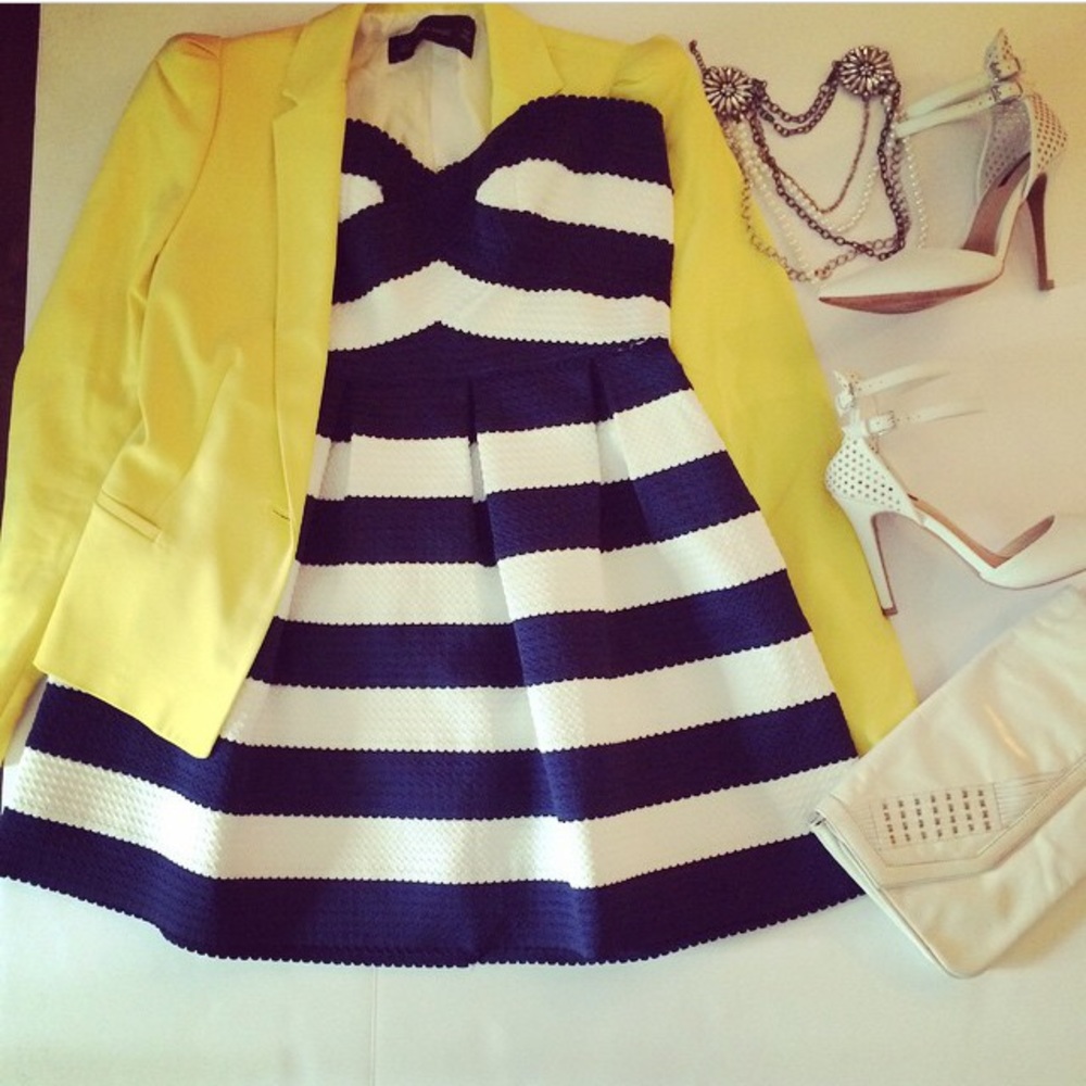 Navy & White Striped Dress